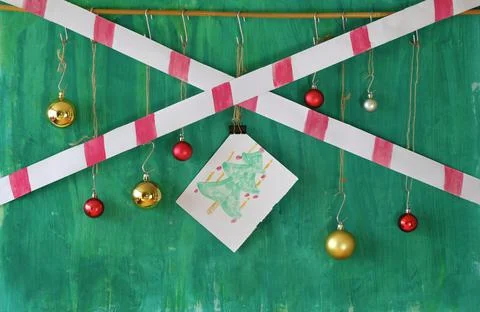 Christmas Lockdown due to coronavrius  with warning tape Stock Photos