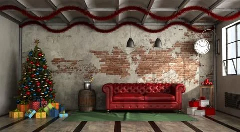 Christmas in a loft Stock Illustration