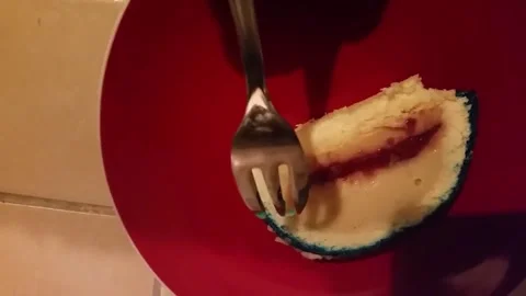 Christmas log cake during the cutting process Stock Footage 336309501