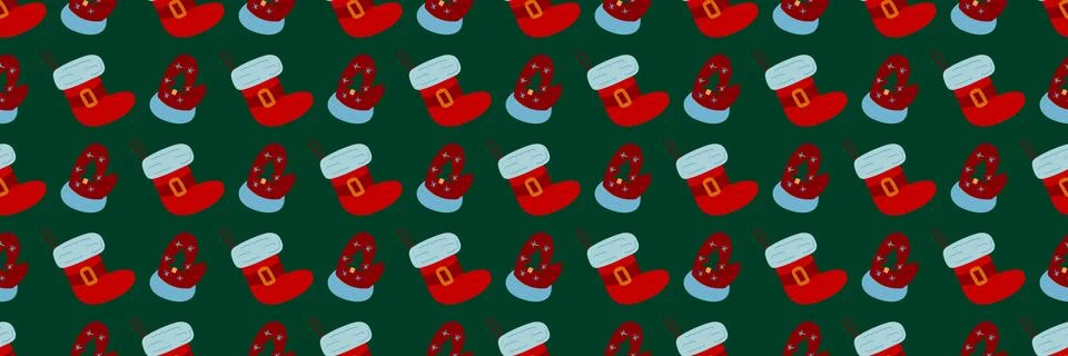 Christmas long pattern in hand draw style Stock Illustration