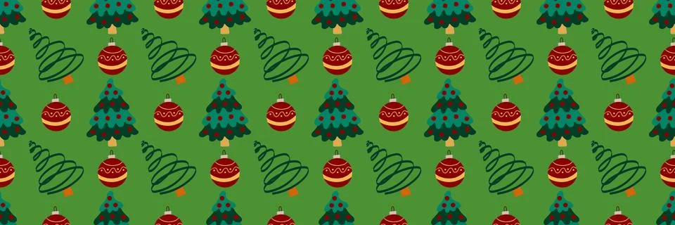 Christmas long pattern in hand draw style Stock Illustration