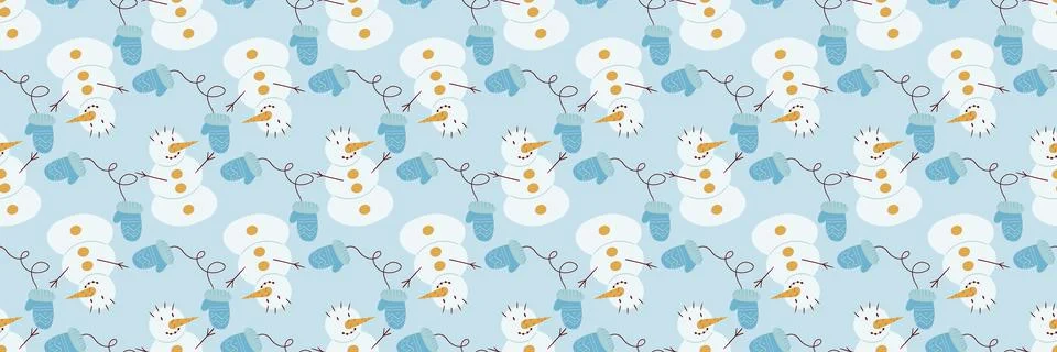 Christmas long pattern in hand draw style Stock Illustration