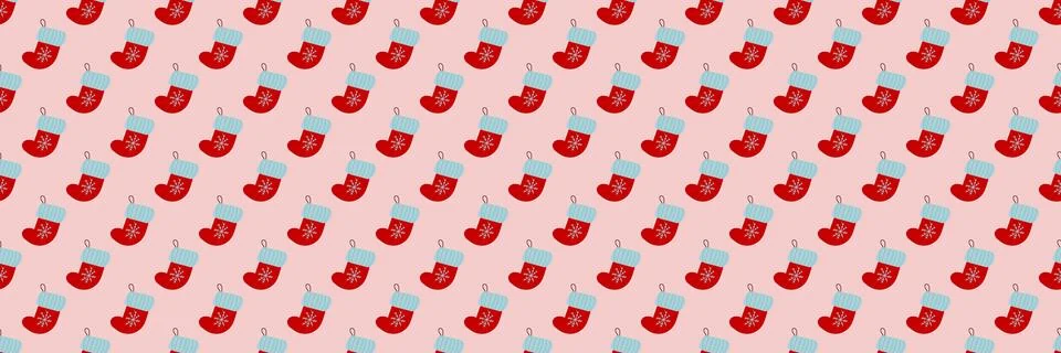 Christmas long pattern in hand draw style Stock Illustration