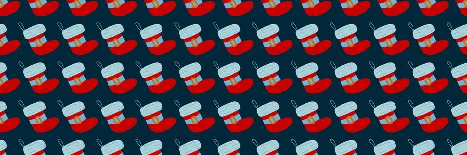 Christmas long pattern in hand draw style Stock Illustration