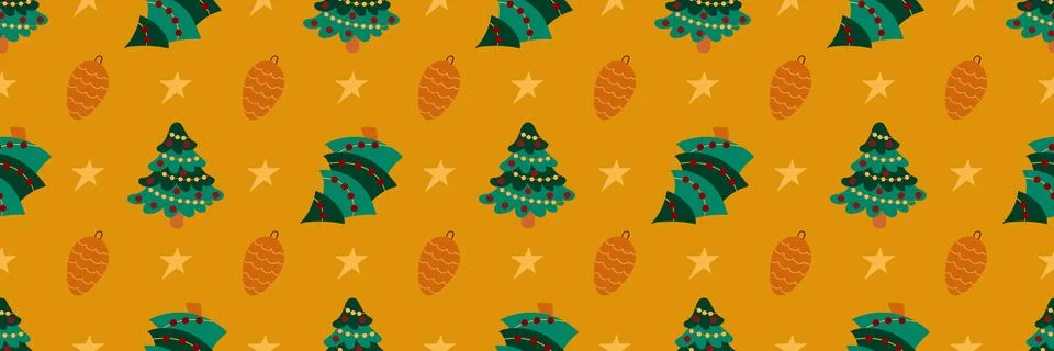 Christmas long pattern in hand draw style Stock Illustration
