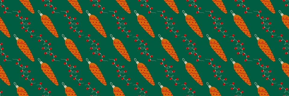 Christmas long pattern in hand draw style Stock Illustration