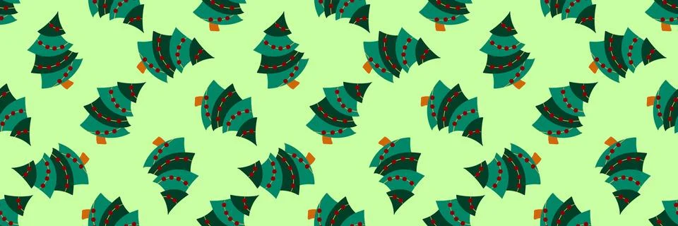 Christmas long pattern in hand draw style Stock Illustration