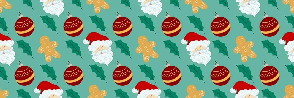 Christmas long pattern in hand draw style Stock Illustration