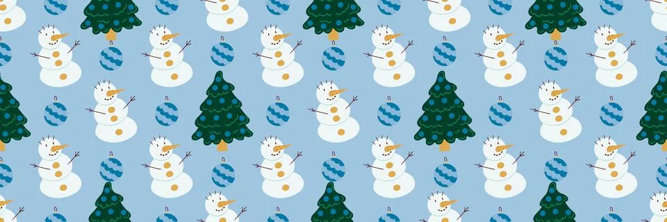 Christmas long pattern in hand draw style Stock Illustration