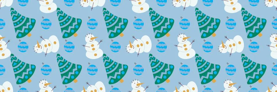 Christmas long pattern in hand draw style Stock Illustration