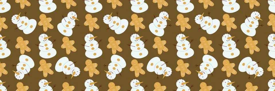 Christmas long pattern in hand draw style Stock Illustration