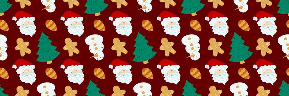 Christmas long pattern in hand draw style Illustrazione stock