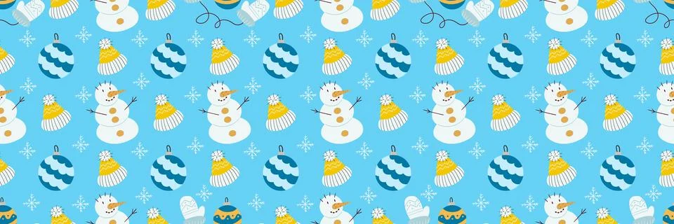 Christmas long pattern in hand draw style Stock Illustration