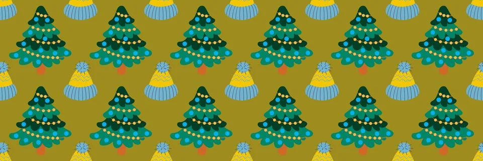 Christmas long pattern in hand draw style Stock Illustration
