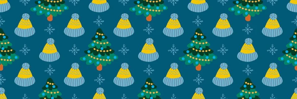 Christmas long pattern in hand draw style Stock Illustration