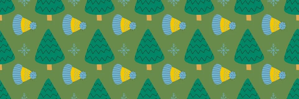Christmas long pattern in hand draw style Stock Illustration