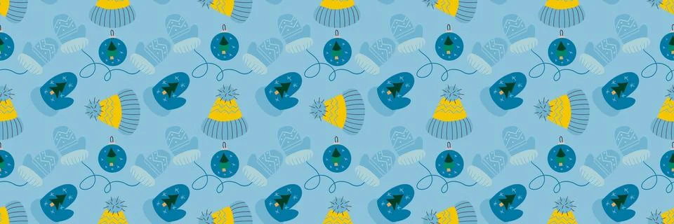Christmas long pattern in hand draw style Stock Illustration