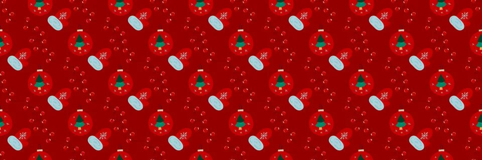 Christmas long pattern in hand draw style Stock Illustration