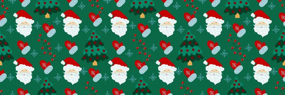 Christmas long pattern in hand draw style Stock Illustration
