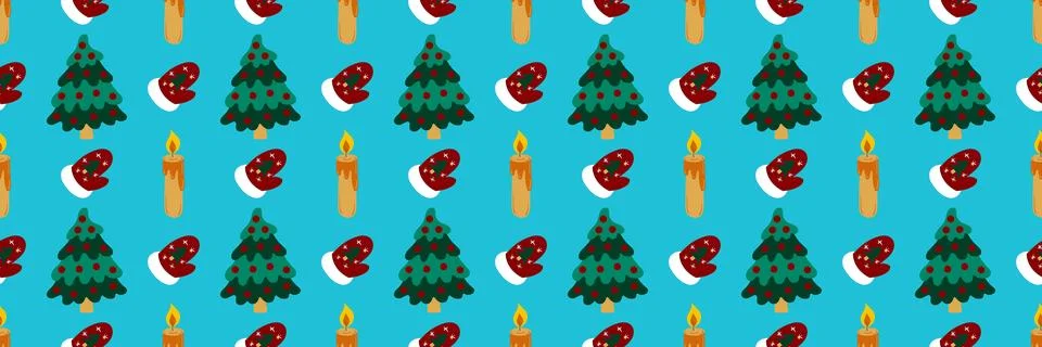 Christmas long pattern in hand draw style Stock Illustration