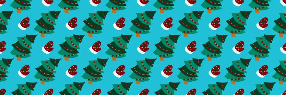 Christmas long pattern in hand draw style Stock Illustration
