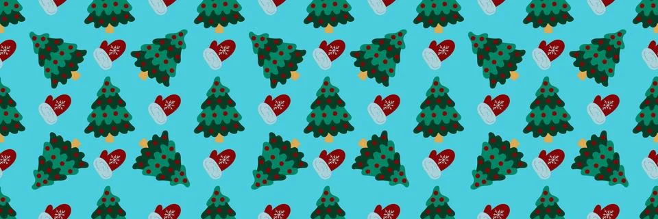 Christmas long pattern in hand draw style Stock Illustration