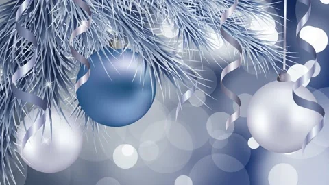 Christmas loop background 4K with Christmas balls, fir branches, serpentines and Stock-Footage 143908945