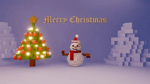Christmas loop greeting card with snowman Stock Footage 293114773