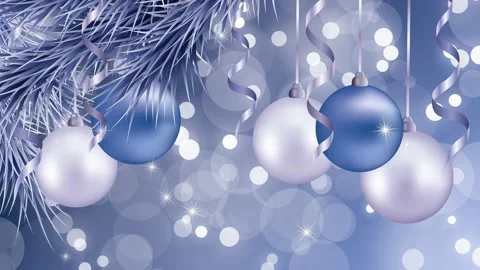 Christmas looping background 4K with Christmas balls, fir branch, serpentines Stock-Footage 143951353