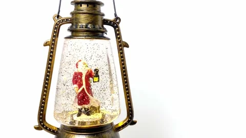 Christmas magic lantern with toy Santa Stock Footage 166109643