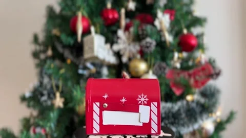 Christmas mailbox rotating with blurred tree Stock Footage 341611395