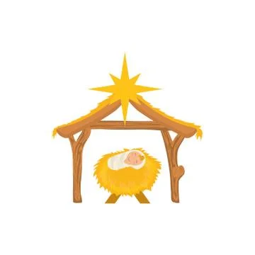Christmas manger concept Stock Illustration