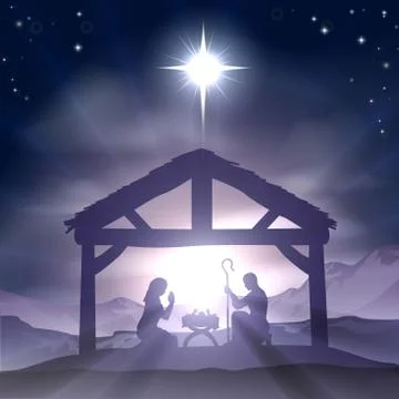 Christmas manger nativity scene Stock Illustration
