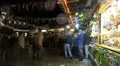 Christmas market with chains-of-light and carousel panning HD Footage