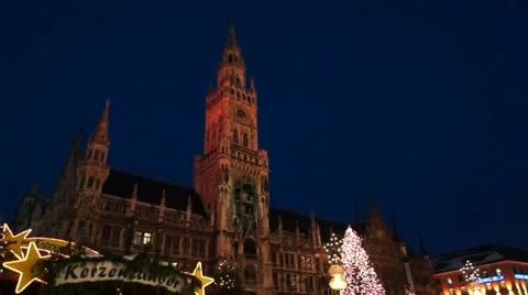 Christmas Market in Munich, Bavaria, Germany Stock Footage