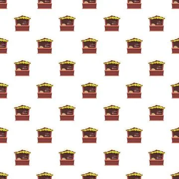 Christmas market stalls seamless pattern on white background Stock Illustration