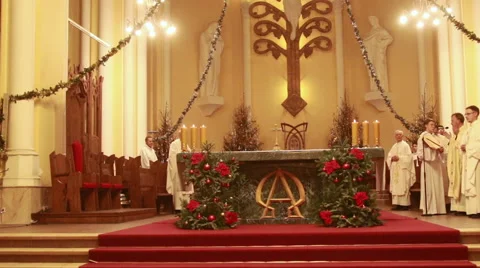 Christmas Mass at Cathedral of the Immaculate Conception Stock Footage 64819948