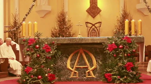 Christmas Mass at Cathedral of the Immaculate Conception Stock Footage 64820024