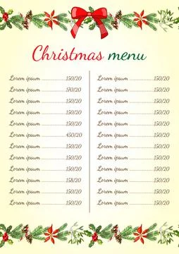 Christmas menu. Restaurant and cafe template. Vector hand drawn illustration  Stock Illustration