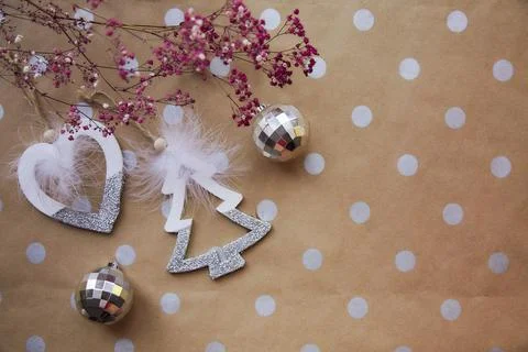 Christmas minimalist background with basic classic pattern, copy space. Trendy Stock Photos