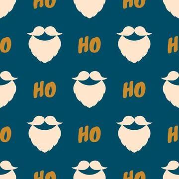 Christmas minimalist pattern. Vector seamless background with a beard, moustache イラスト素材