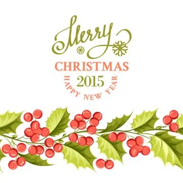 Christmas mistletoe border. Stock Illustration