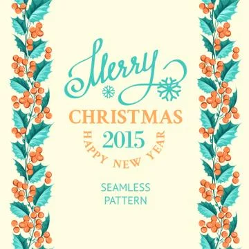 Christmas mistletoe border. Stock Illustration