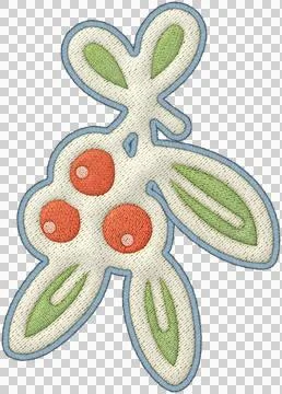 Christmas mistletoe embroidery patchwork element design cheerful decoration Stock-Illustration