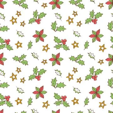 Christmas Mistletoe Seamless Stock Illustration