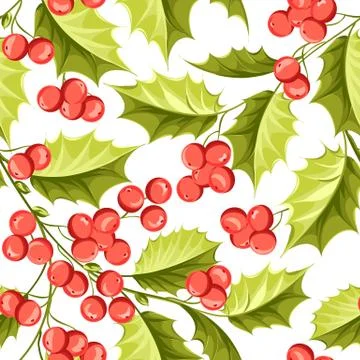 Christmas mistletoe seamless pattern. Stock Illustration