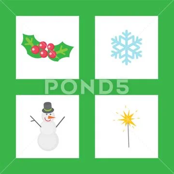 Christmas Mistletoe, Symbols of Winter Holiday Stock Illustration