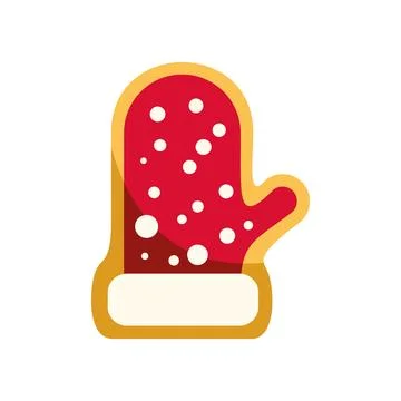 Christmas mitten cookie with red icing decorating Stock Illustration
