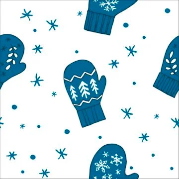 Christmas mittens vector pattern Stock Illustration
