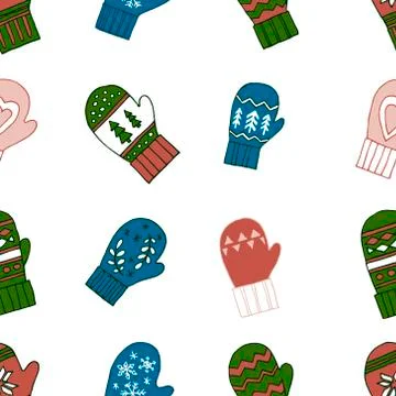 Christmas mittens vector pattern 스톡 일러스트